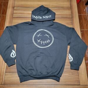 Travis Scott Black Unisex Hoodie (Gildan) Dead Smile - Size Medium